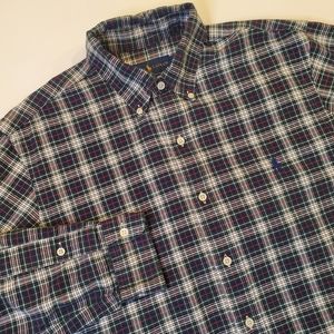 Ralph Lauren Men's Size Medium Long Sleeve Plaid Button Down Cotton Oxford Shirt